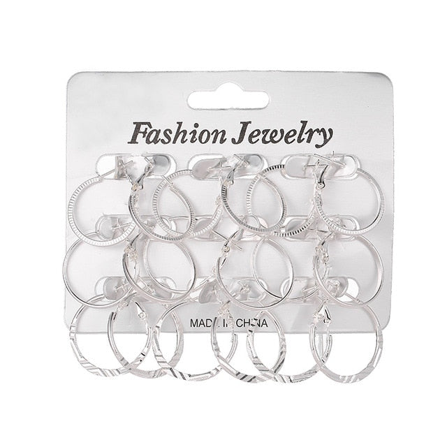 6 Pairs/set 2020 New Fashion Round Circle Hoop Earrings Set For Women Girl Punk Style Brincos Round Earrings Party Jewelry Gift