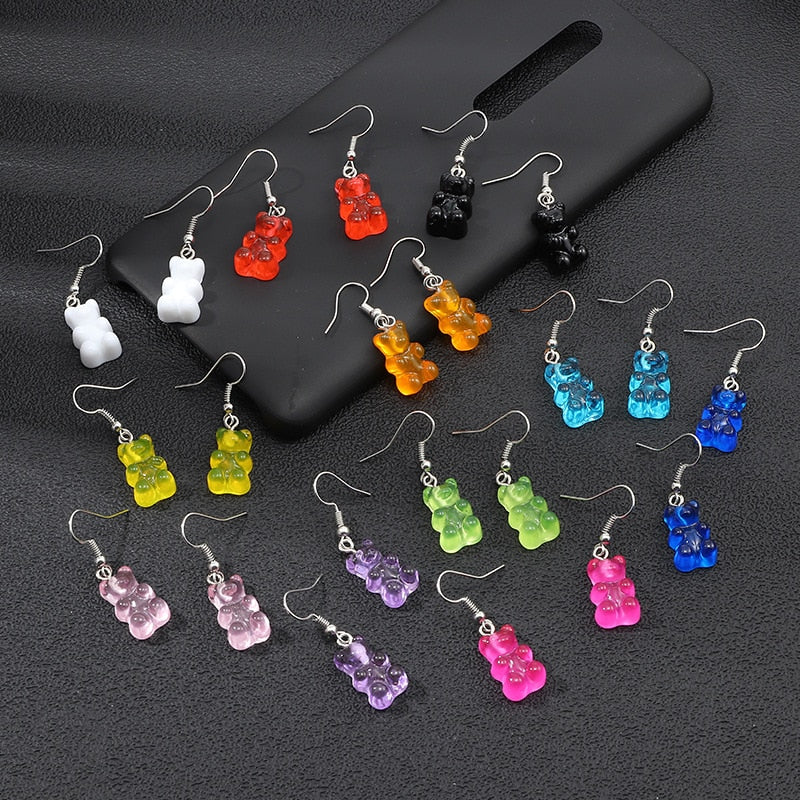 originality statement minimalist dangle earring jelly Polychromatic Bear drop earrings fashion minimalist stud earings for women