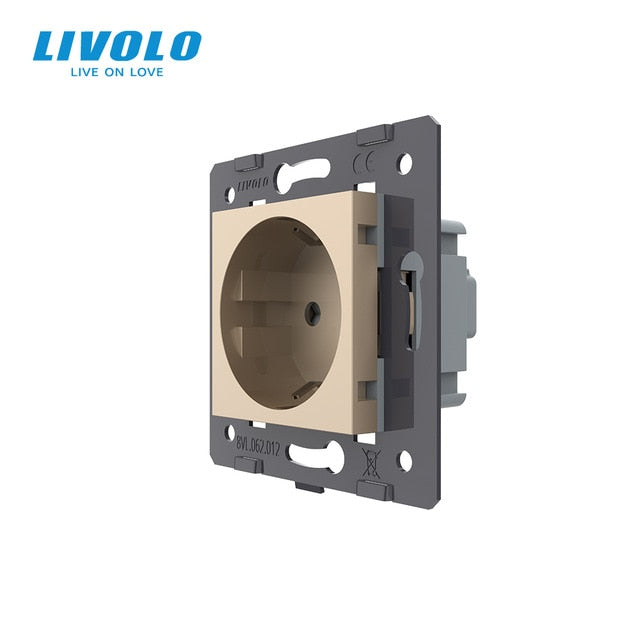 Livolo Socket DIY Parts, White Plastic Materials, EU standard, Function Key For EU  Wall Socket, VL-C7-C1EU-11