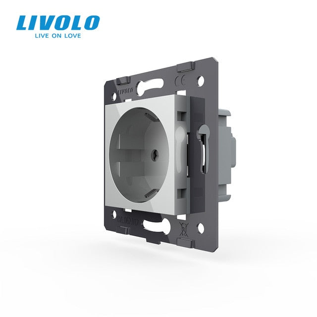 Livolo Socket DIY Parts, White Plastic Materials, EU standard, Function Key For EU  Wall Socket, VL-C7-C1EU-11