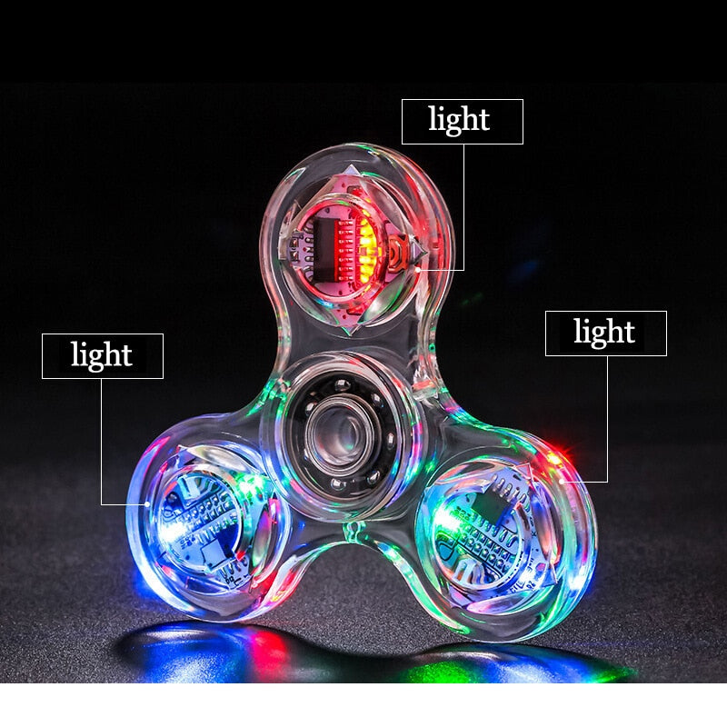 Fidget Spinner Glow in the Dark Adult Toy Anti Stress Led Tri-Spinner Autism Luminous Spinners Kinetic Gyroscope for Children