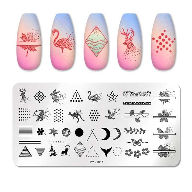PICT YOU 12*6cm Nail Art Templates Stamping Plate Design Flower Animal Glass Temperature Lace Stamp Templates Plates Image