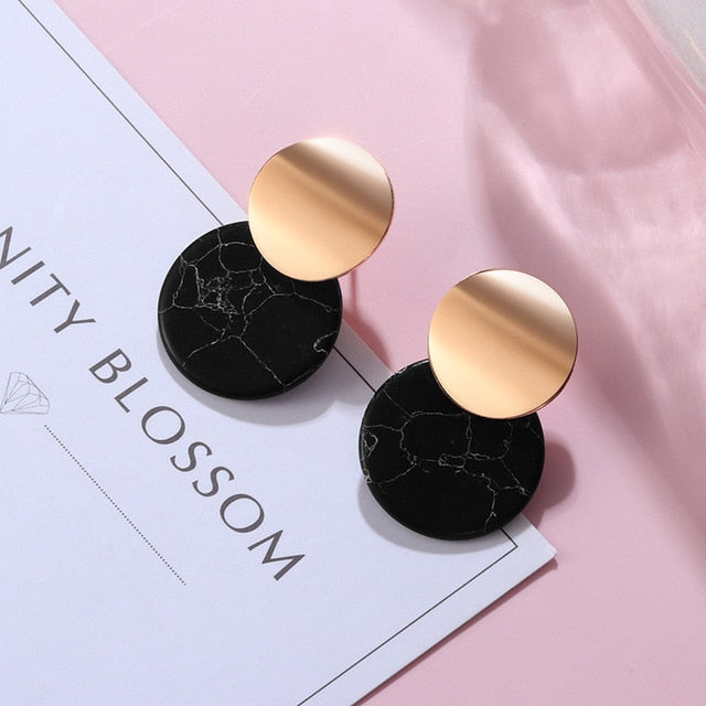 POXAM New Korean Statement Earrings for women Black Cute Arcylic Geometric Dangle Drop Gold Earings Brincos 2020 Fashion Jewelry