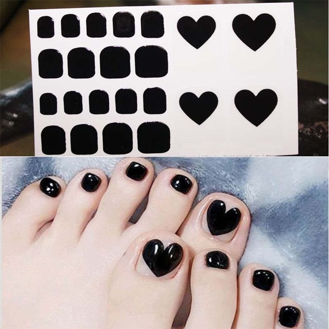 D34 Adhesive Toe Nail Sticker Glitter Summer Style Tips Full Cover Toe Nail Art Supplies Foot Decal for Women Girls Drop Ship