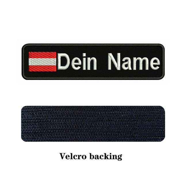 Custom National flags 10X2.5cm Embroidery Name Text Patch Stripes badge Iron On Or Velcro Backing Patches For Clothes Backpack