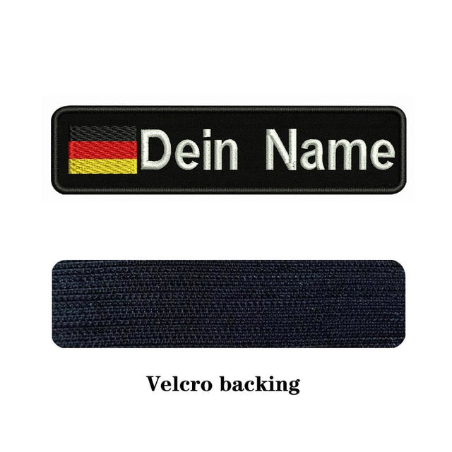 Custom National flags 10X2.5cm Embroidery Name Text Patch Stripes badge Iron On Or Velcro Backing Patches For Clothes Backpack