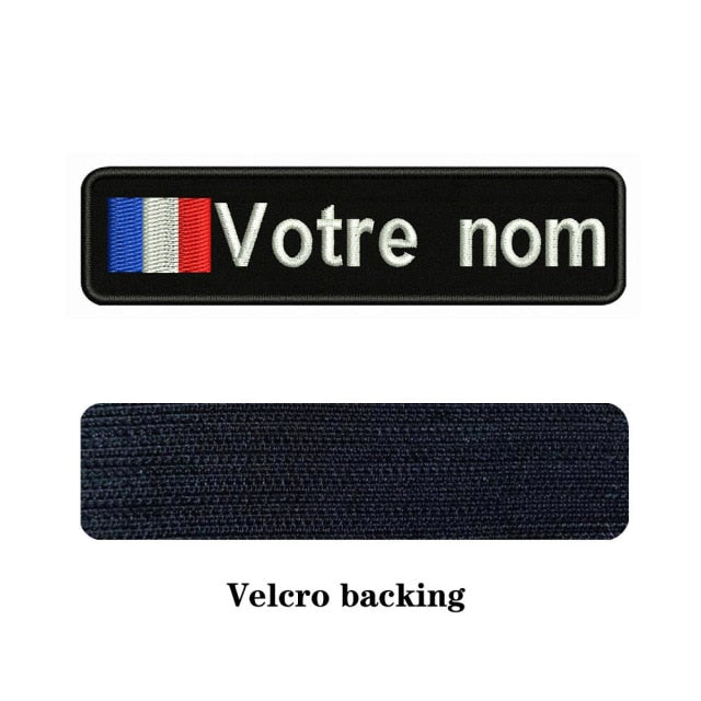 Custom National flags 10X2.5cm Embroidery Name Text Patch Stripes badge Iron On Or Velcro Backing Patches For Clothes Backpack