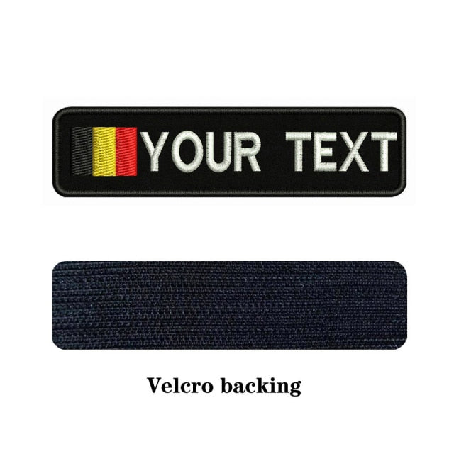 Custom National flags 10X2.5cm Embroidery Name Text Patch Stripes badge Iron On Or Velcro Backing Patches For Clothes Backpack