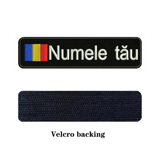 Custom National flags 10X2.5cm Embroidery Name Text Patch Stripes badge Iron On Or Velcro Backing Patches For Clothes Backpack