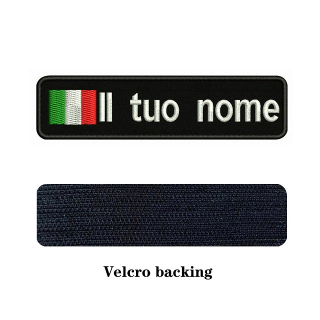 Custom National flags 10X2.5cm Embroidery Name Text Patch Stripes badge Iron On Or Velcro Backing Patches For Clothes Backpack