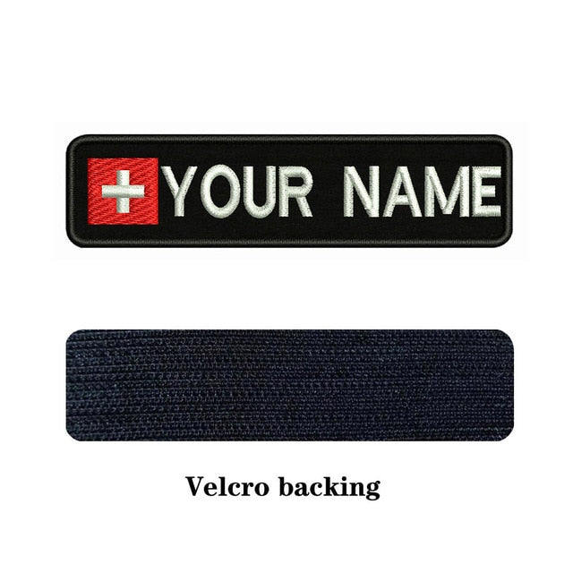 Custom National flags 10X2.5cm Embroidery Name Text Patch Stripes badge Iron On Or Velcro Backing Patches For Clothes Backpack