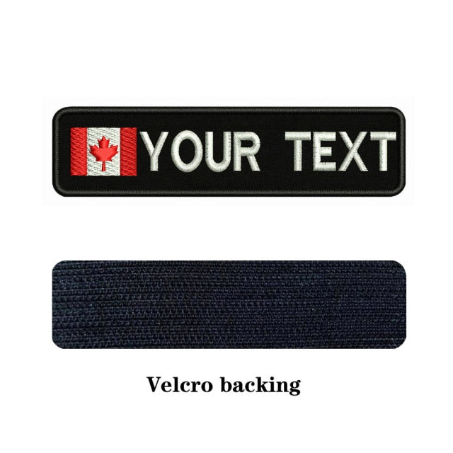 Custom National flags 10X2.5cm Embroidery Name Text Patch Stripes badge Iron On Or Velcro Backing Patches For Clothes Backpack