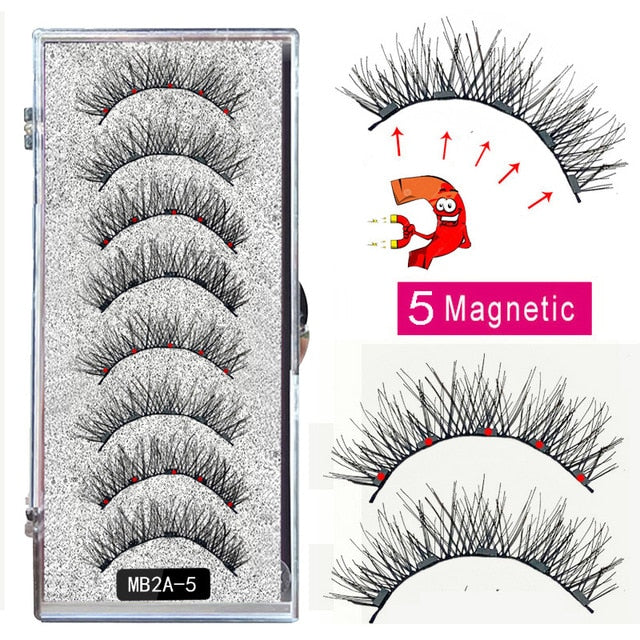 New MBA 5 Magnetic Eyelashes Curler Set Long 3D Mink Magnetic lashes Wear faux cils magnetique Natural Thick False Eyelashes