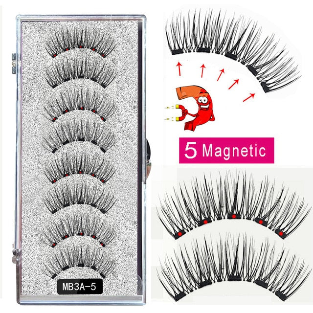 New MBA 5 Magnetic Eyelashes Curler Set Long 3D Mink Magnetic lashes Wear faux cils magnetique Natural Thick False Eyelashes