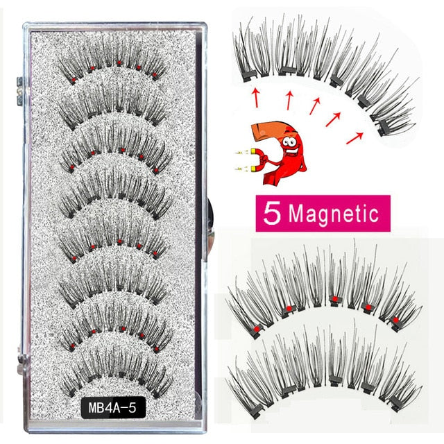 New MBA 5 Magnetic Eyelashes Curler Set Long 3D Mink Magnetic lashes Wear faux cils magnetique Natural Thick False Eyelashes