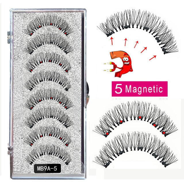 New MBA 5 Magnetic Eyelashes Curler Set Long 3D Mink Magnetic lashes Wear faux cils magnetique Natural Thick False Eyelashes