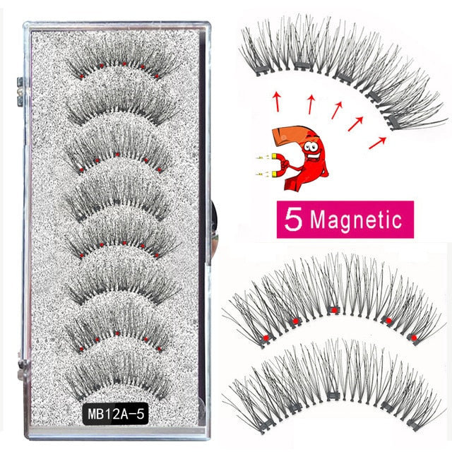 New MBA 5 Magnetic Eyelashes Curler Set Long 3D Mink Magnetic lashes Wear faux cils magnetique Natural Thick False Eyelashes