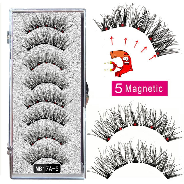 New MBA 5 Magnetic Eyelashes Curler Set Long 3D Mink Magnetic lashes Wear faux cils magnetique Natural Thick False Eyelashes