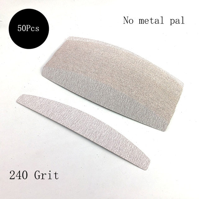 New Grey Metal Nail File Calluses Remover Manicure Nail Art Stainless Steel Handle Sand Paper With 50 pcs Replacement Sand Paper