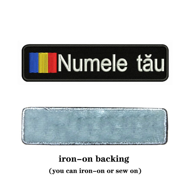 Custom National flags 10X2.5cm Embroidery Name Text Patch Stripes badge Iron On Or Velcro Backing Patches For Clothes Backpack