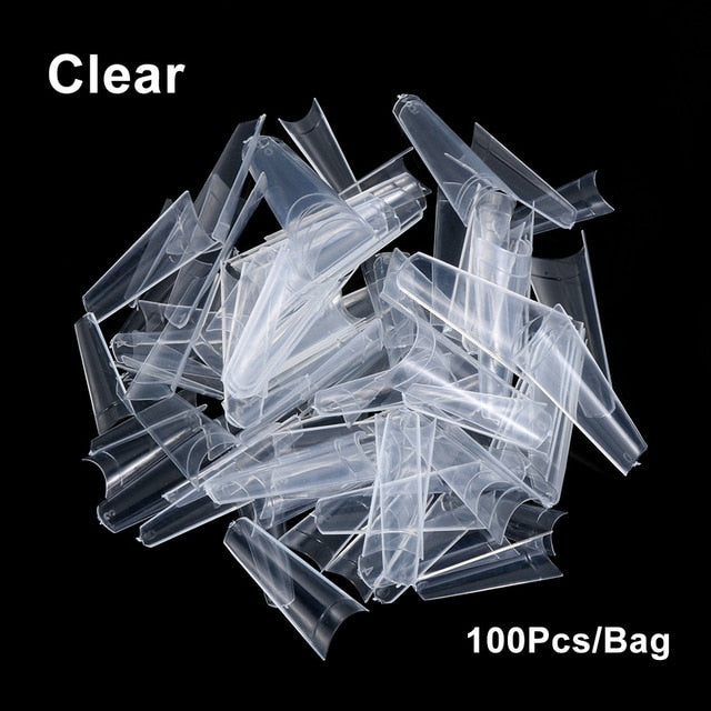 100pcs/box Full Cover Fake Nail Artificial Press on Long Ballerina Clear/Natural/white False Coffin Nails Art Tips Manicure Tool
