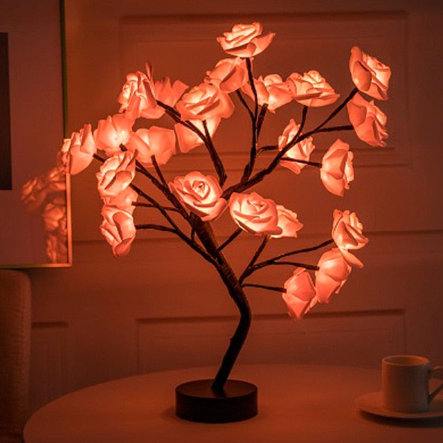 LED Table Lamp Rose Flower Tree USB Night Lights Home Decoration LED Table Lights Parties Xmas Christmas Wedding Bedroom Decor