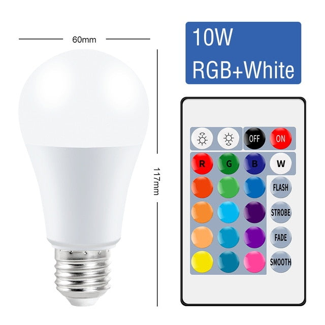 E27 Smart Control Lamp Led RGB Light Dimmable 5W 10W 15W RGBW Led Lamp Colorful Changing Bulb Led Lampada RGBW White Decor Home