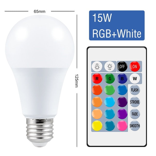 E27 Smart Control Lamp Led RGB Light Dimmable 5W 10W 15W RGBW Led Lamp Colorful Changing Bulb Led Lampada RGBW White Decor Home