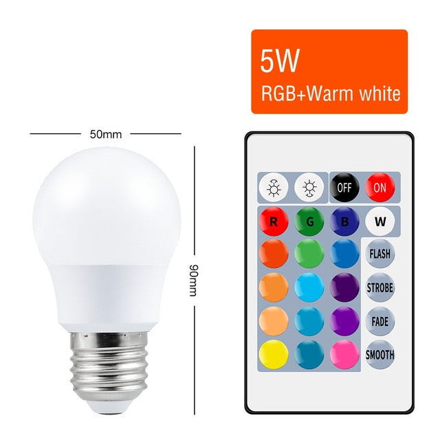 E27 Smart Control Lamp Led RGB Light Dimmable 5W 10W 15W RGBW Led Lamp Colorful Changing Bulb Led Lampada RGBW White Decor Home