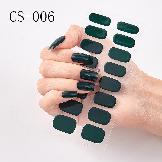 Recuerdame Hot Selling 1Sheet Candy Color Nail Wrap Soild Full Cover Back Glue Stickers Tips Manicure for Women Nail Supplies