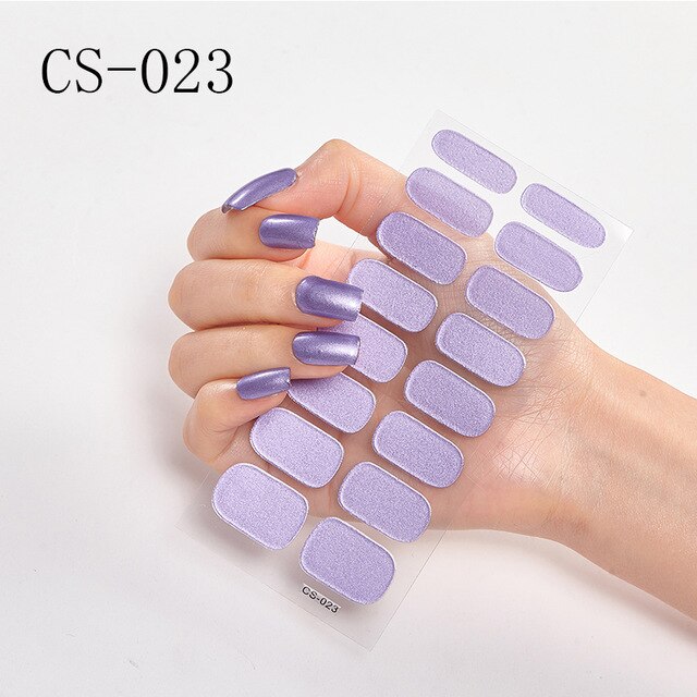 Recuerdame Hot Selling 1Sheet Candy Color Nail Wrap Soild Full Cover Back Glue Stickers Tips Manicure for Women Nail Supplies