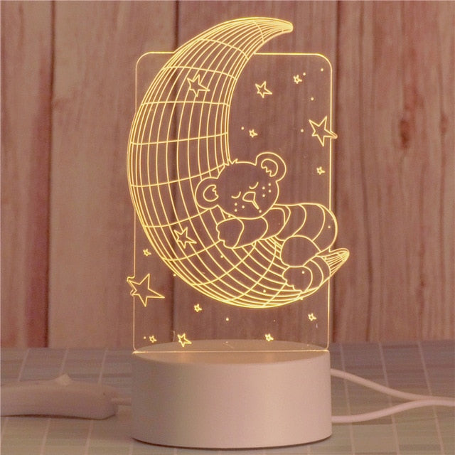 Creative 3D Night Lamp Acrylic Desktop Nightlight Boys and Girls Holiday Gift Decorative Night Lamp Bedroom Bedside Table Lamp