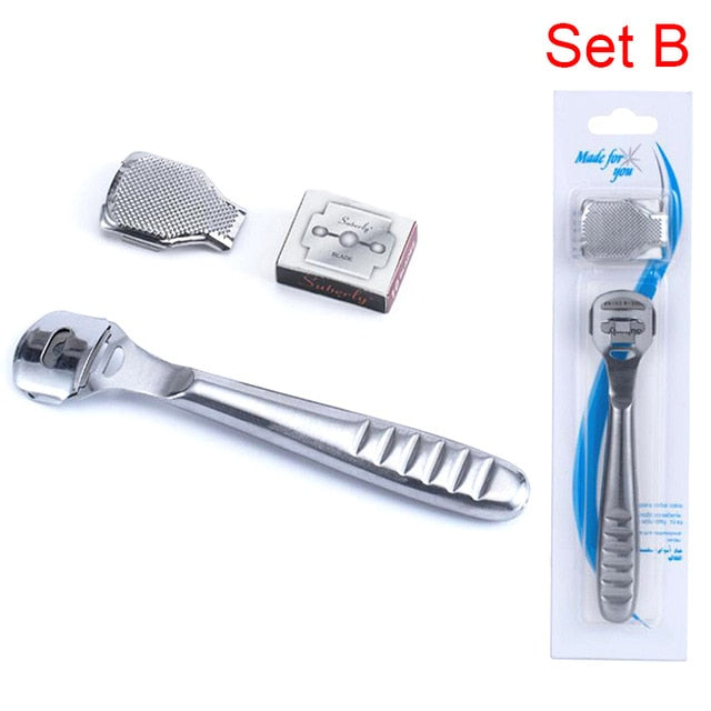 1 Set Stainless Steel Foot Skin Shaver Corn Cuticle Cutter Remover Rasp Pedicure File Foot Callus 10 Blades Foot Care Tool