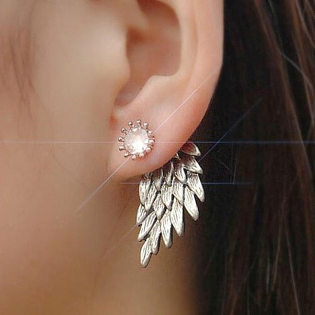 2020 New Fashion Simulated Pearls Pendient  Angel Wings Leaf Feather Flowers Stud Earrings For Women Wedding Jewelry