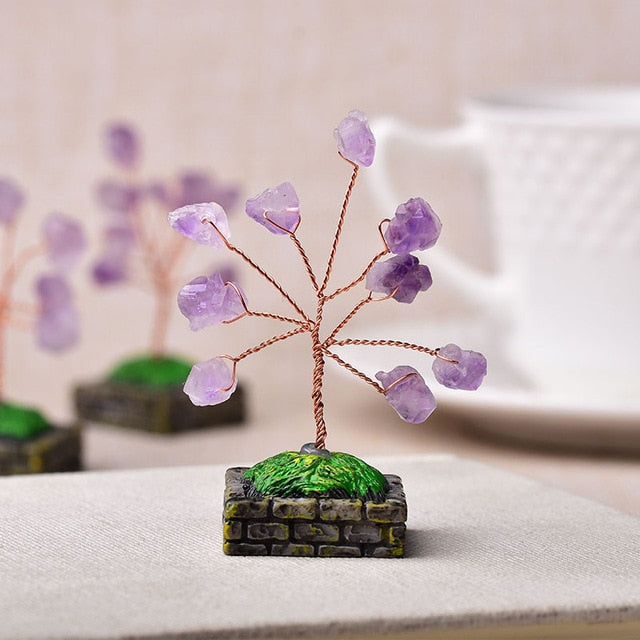 1PC Natural Amethyst Tree Crystal Quartz Mineral Ornaments Tree of Life Home Decoration Lucky tree Healing Pavilion Decorate