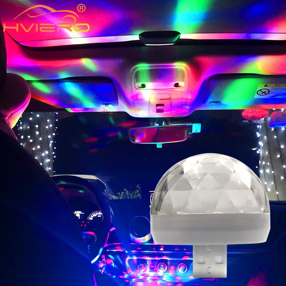 Car Auto Lamp USB Light DJ RGB Mini Colorful Music Sound Light USB-C Apple Holiday Party Karaoke Atmosphere Lamp Welcome Light