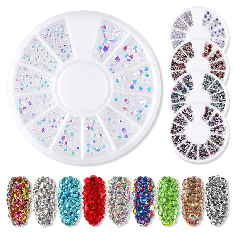 Mixed Size Nail Stone AB Color Rhinestone Irregular Beads Charms Manicure Nail Art Decorations Crystals In Wheel Nail Supplies
