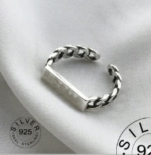 Vintage Silver Color Metal Punk Letter Open Rings Design Finger Rings for Women men Party Jewelry Gifts LETTER