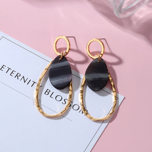 POXAM New Korean Statement Earrings for women Black Cute Arcylic Geometric Dangle Drop Gold Earings Brincos 2020 Fashion Jewelry