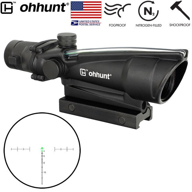 SHIP FROM USA ohhunt 3.5X35 Tactical Real Optics Fiber Scope BDC Chevron Horseshoe Glass Etched Green Reticle  Sights