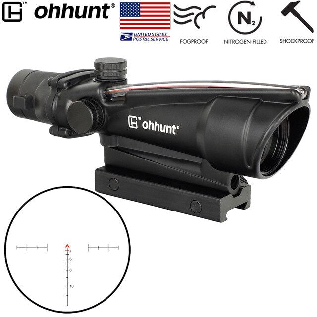 SHIP FROM USA ohhunt 3.5X35 Tactical Real Optics Fiber Scope BDC Chevron Horseshoe Glass Etched Red Reticle for hunting