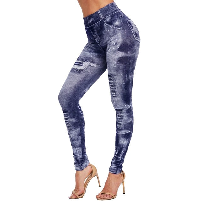 Women Sexy Push Up Seamless High Waist Warm Jeans Leggings Women Spring Elastic Faux Denim Jeggings Pants Leggins Mujer 3XL