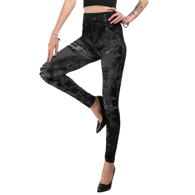 Women Sexy Push Up Seamless High Waist Warm Jeans Leggings Women Spring Elastic Faux Denim Jeggings Pants Leggins Mujer 3XL