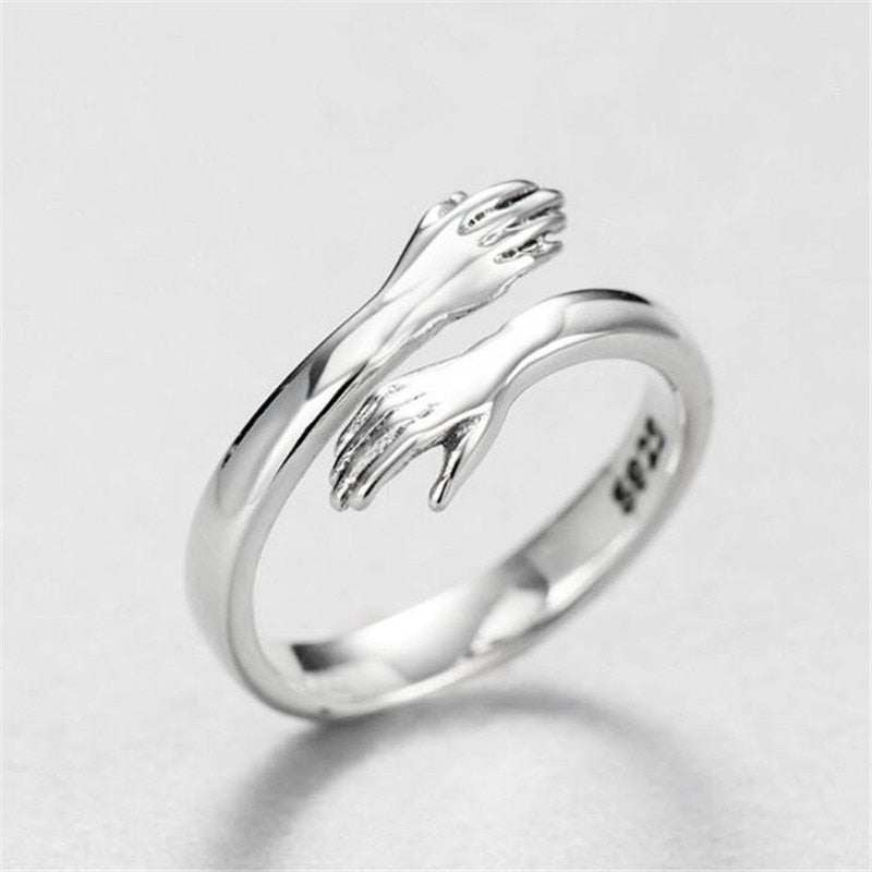 Creative Love Hug Silver Color Ring Fashion Lady Open Ring Jewelry Gifts for Lovers