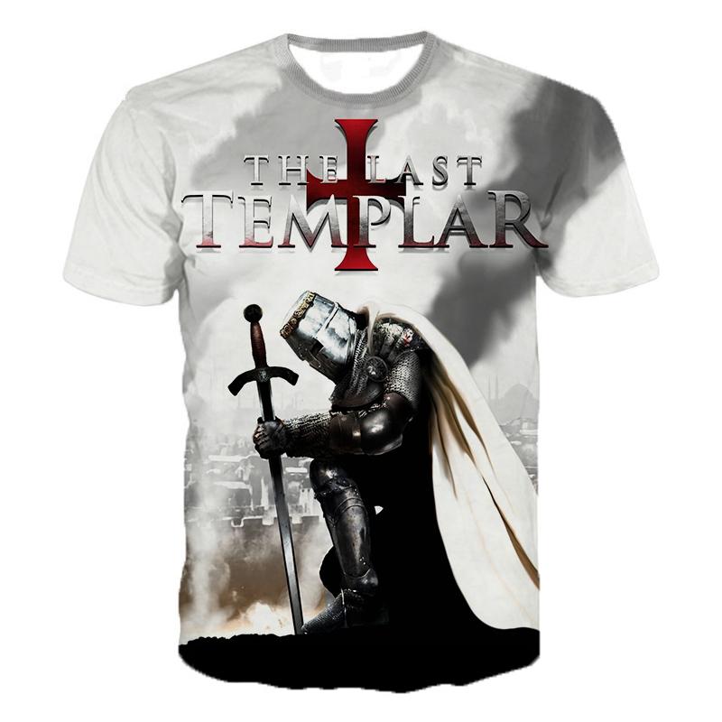 Knights Templar 3D Printed O-Neck T-shirt Men's Fashion Casual Short Sleeve T-shirt Knights Templar Streetwear Harajuku Tee Tops