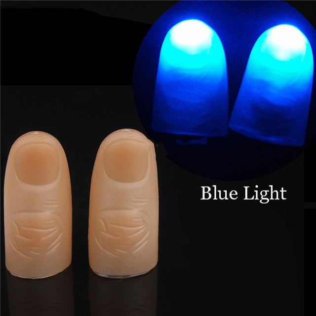 2pcs/set Magic Thumbs Light Toys for Adult Magic Trick Props Blue Light Led Flashing Fingers Halloween Party Toys for Children