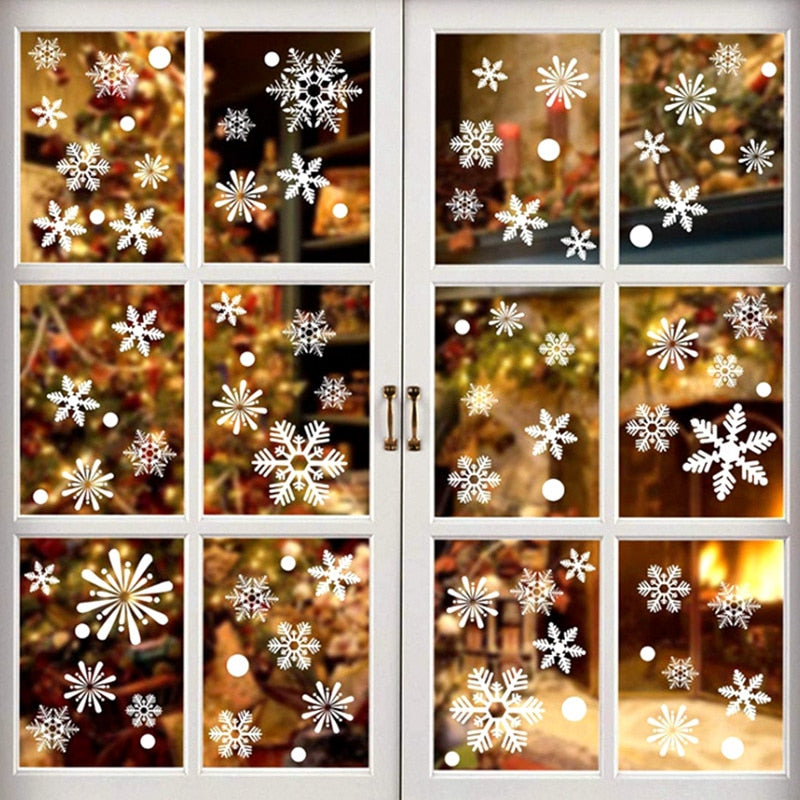 36pcs/lot White Snowflake Christmas Wall Stickers Glass Window Sticker Christmas Decorations for Home New Year Gift Navidad 2020