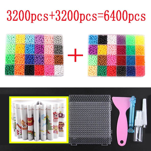 12000pcs 30 colors Refill Beads Puzzle Crystal DIY Water Spray Beads Set Ball Games 3D Handmade Magic Toys For Children