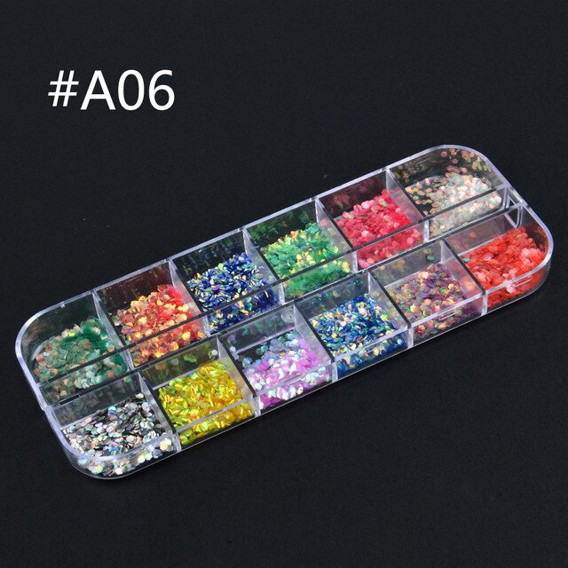 12 Grids Charm 3D Nail Flakes Butterfly Shape Laser Glitter Sequins Holographic Nail Art Decorations Manicure DIY Tips