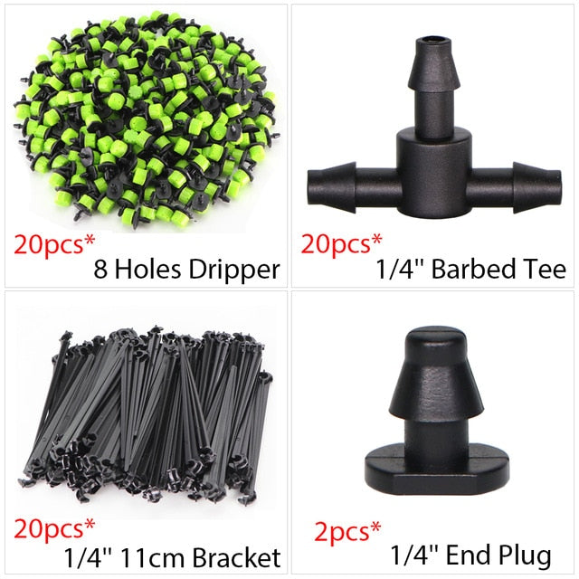 Garden Drip Irrigation Kit Micro Mist Spray Cooling System 4/7mm Hose Automatic Watering Sprinkler Dripper With Tee Connector